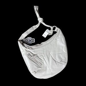 Vintage White Purse Club Cafa Cream Faux Leather Hobo Bag 1980s Retro Fashion